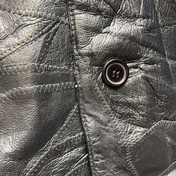 Leather Works Leather Jacket Mens Medium Black Button Front - Picture 13 of 16